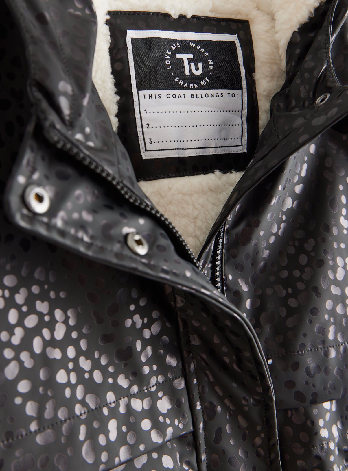 Black Printed Fleece Mac 3-4 years - Image 2 thumbnail